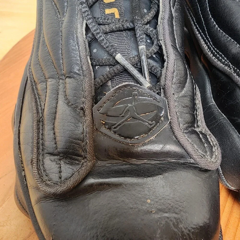 Jordan Shoes Youth Size 6.5Y Black Gold Leather Basketball Sneakers 407484-010